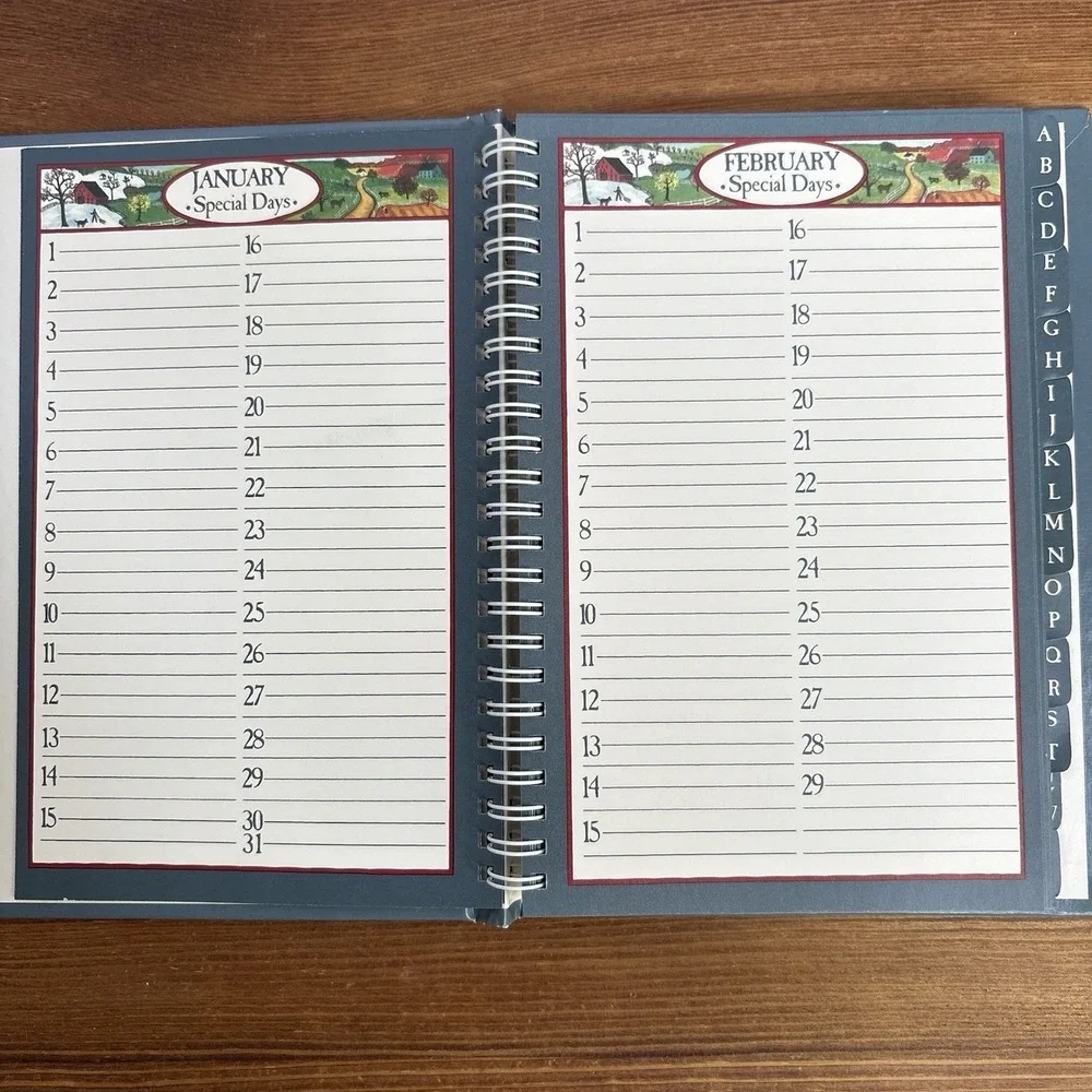 1988 LANG Folk Art‎ Address Book w/ Slipcase Signed Linda Nelson Stocks